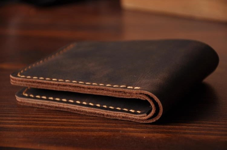 Handmade Vintage Crazy Horse Genuine Leather Men's Wallet