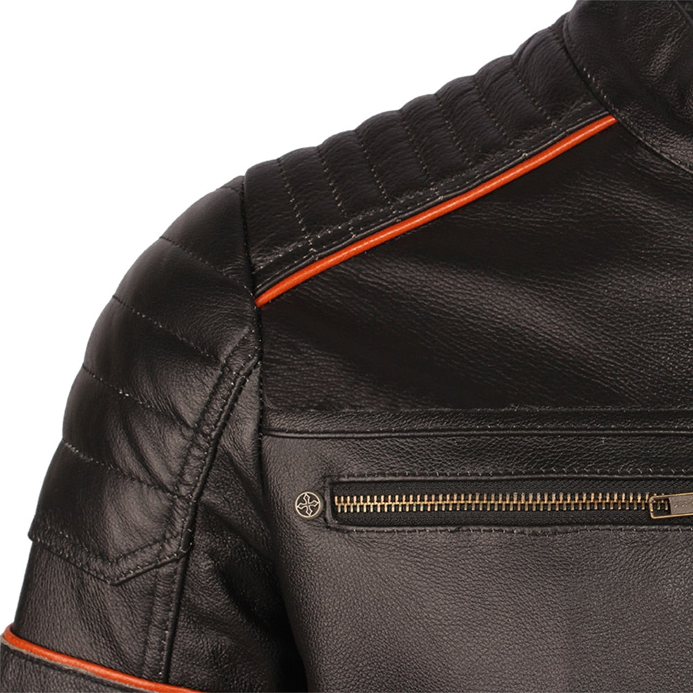 Leather skull biker jacket