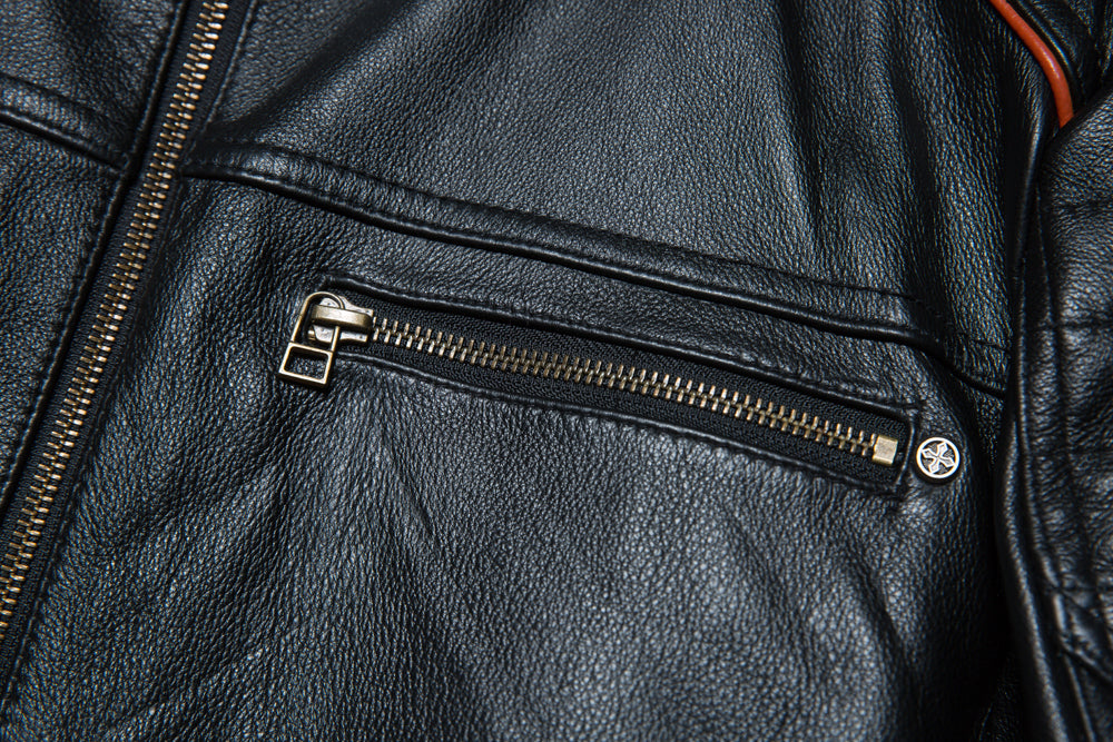Embroidered biker leather jacket