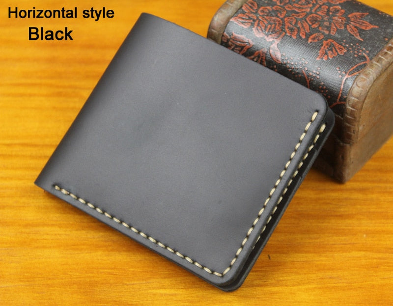 Handmade Vintage Crazy Horse Genuine Leather Men's Wallet
