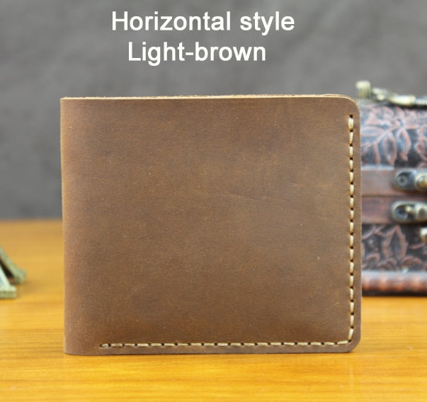 Handmade Vintage Crazy Horse Genuine Leather Men's Wallet