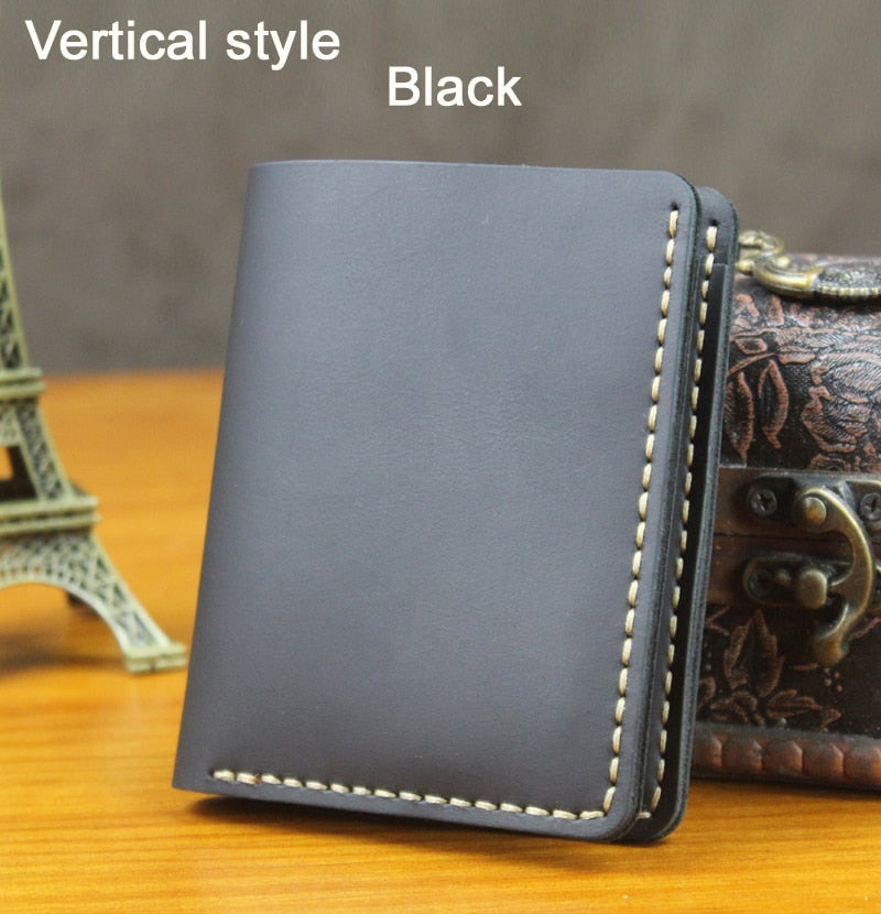 Handmade Vintage Crazy Horse Genuine Leather Men's Wallet