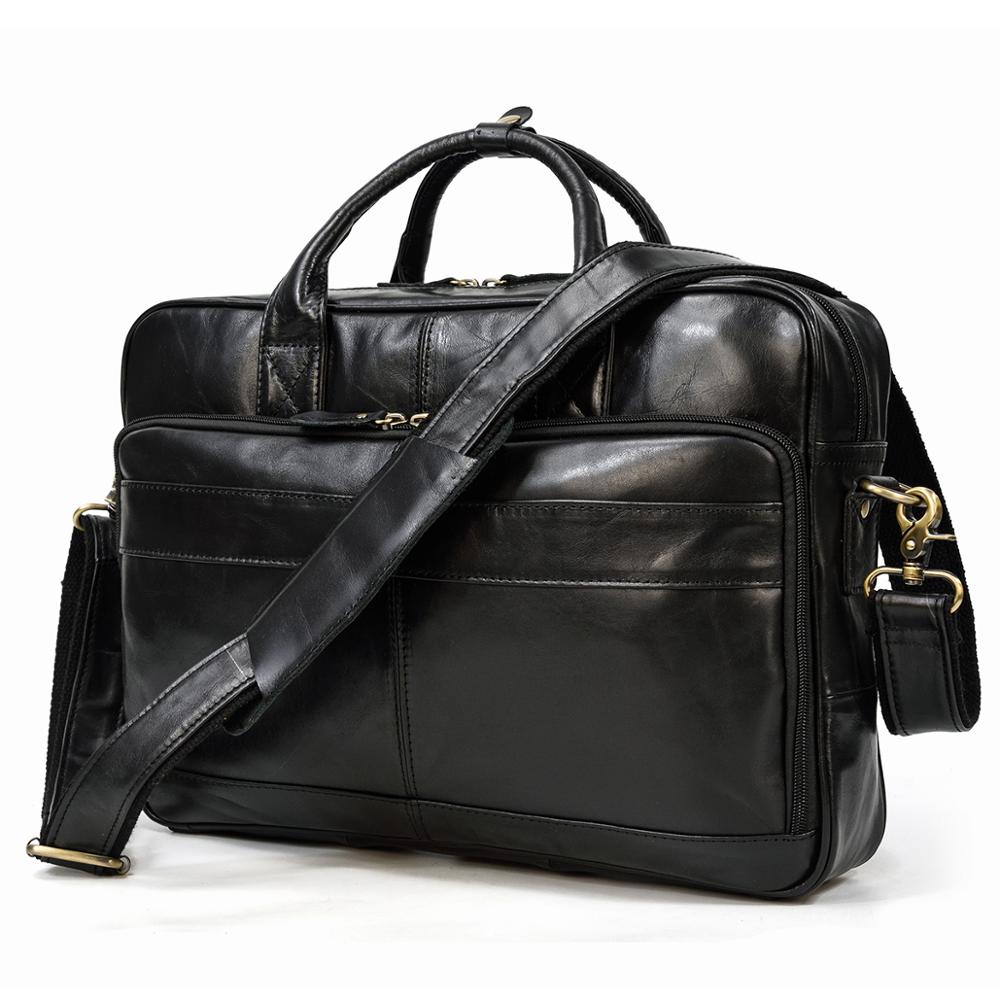 Retro Genuine Cowhide Leather Briefcase for 15.6" Laptop 