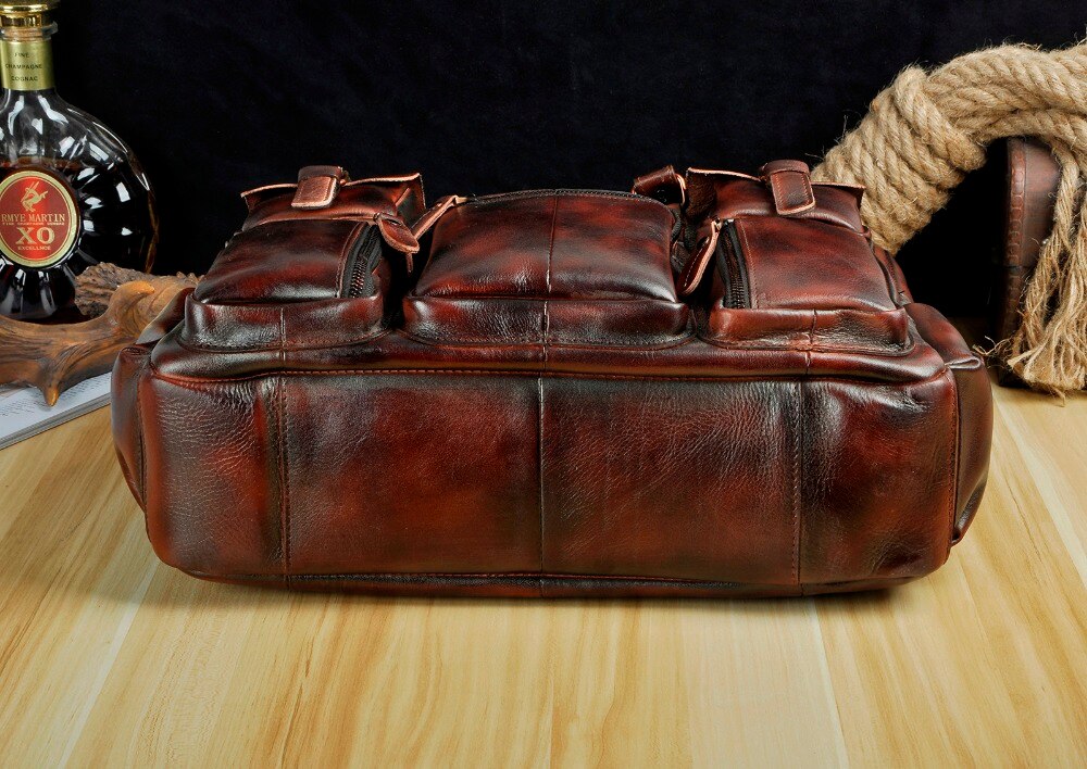 Genuine cowhide leather multi-pocket briefcase bag