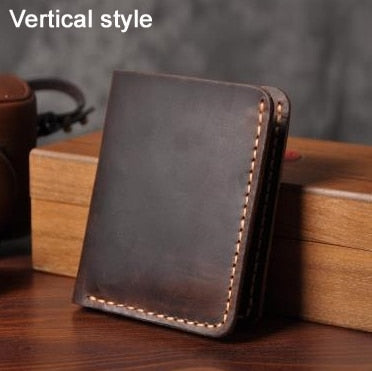 Handmade Vintage Crazy Horse Genuine Leather Men's Wallet