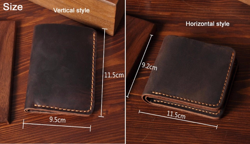 Handmade Vintage Crazy Horse Genuine Leather Men's Wallet