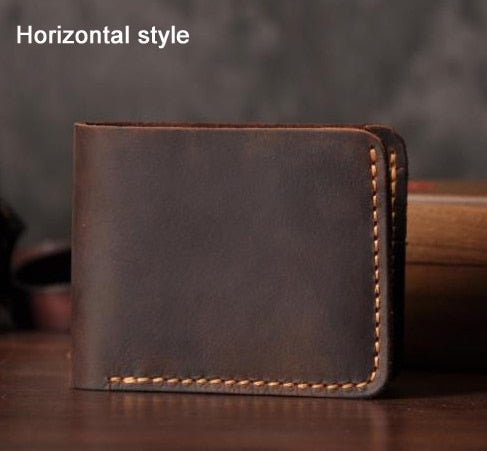 Handmade Vintage Crazy Horse Genuine Leather Men's Wallet