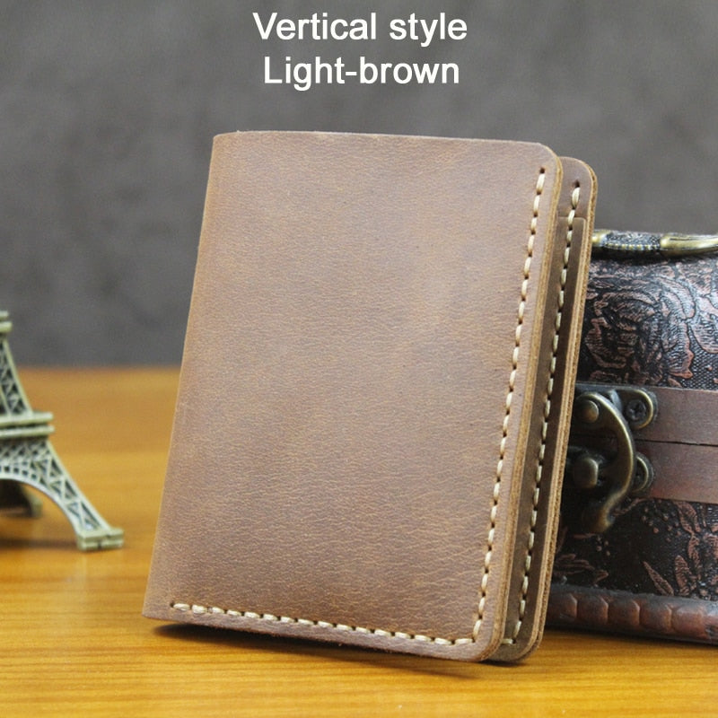Handmade Vintage Crazy Horse Genuine Leather Men's Wallet