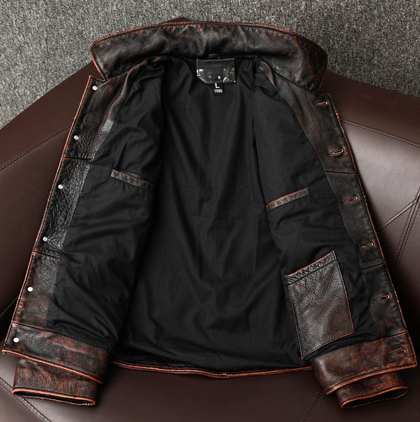 Men's Vintage Leather Jacket One Size