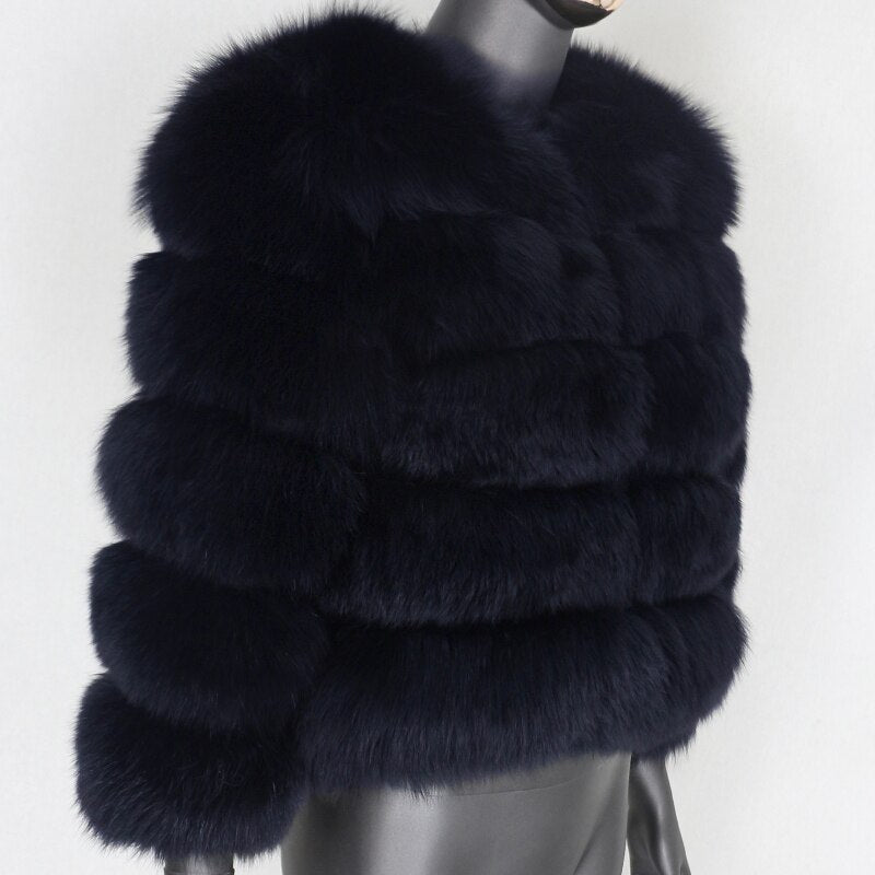 Large Natural Real Fur Fluffy Fox Fur Coat 