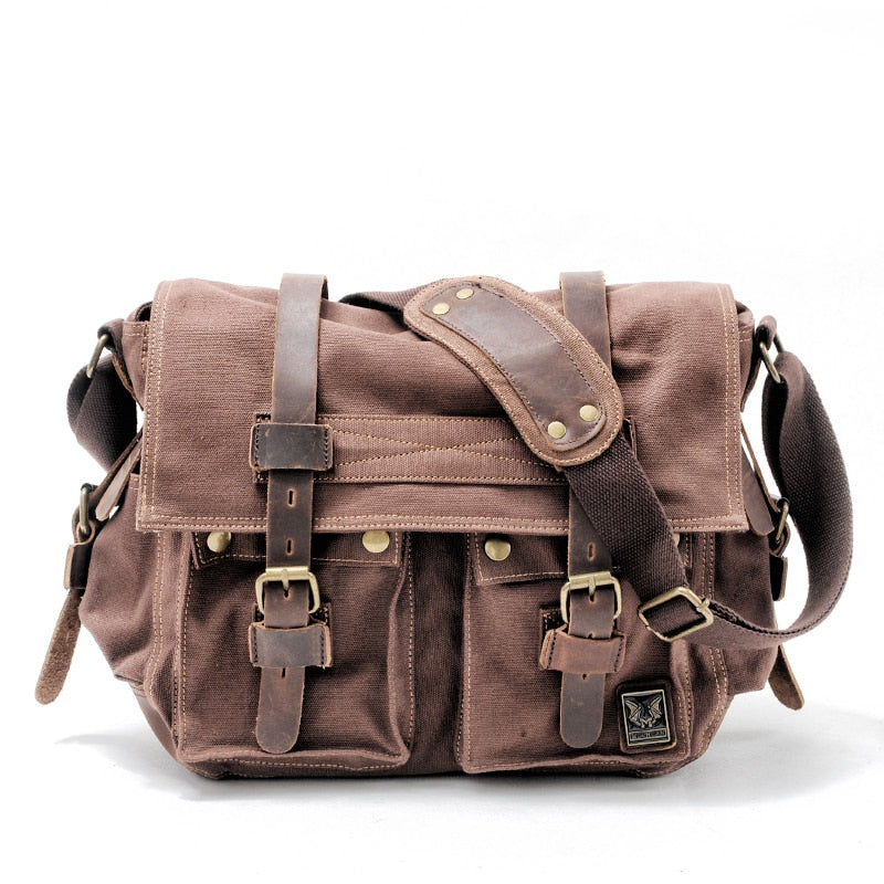 Vintage canvas leather expedition bag