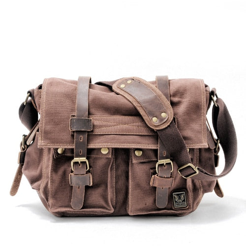 Vintage canvas leather expedition bag