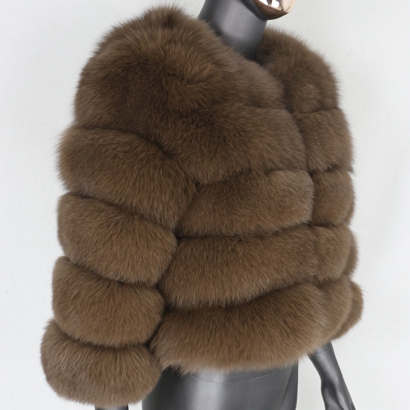 Large Natural Real Fur Fluffy Fox Fur Coat 