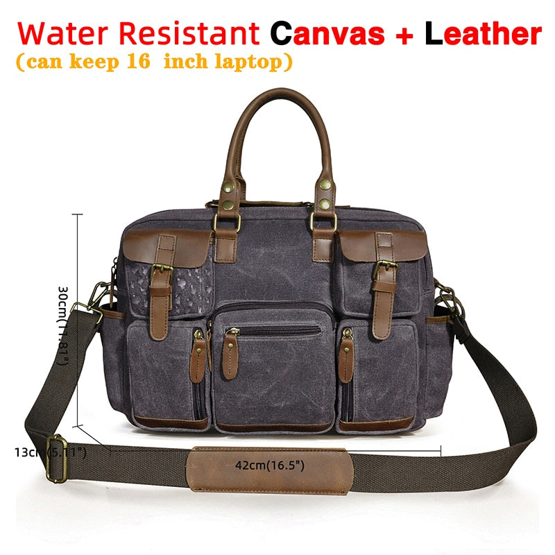 Genuine cowhide leather multi-pocket briefcase bag