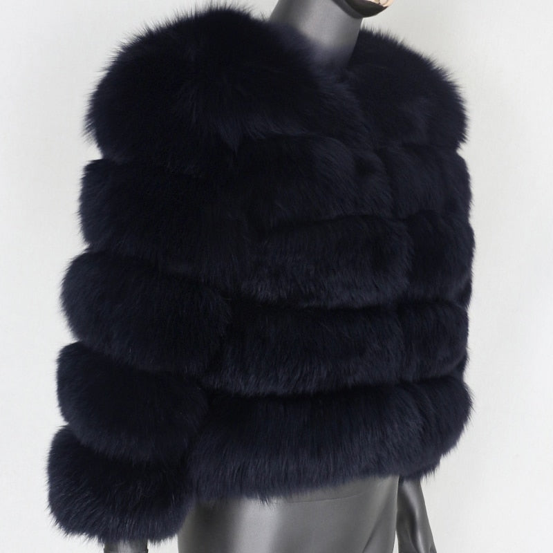 Large Natural Real Fur Fluffy Fox Fur Coat 