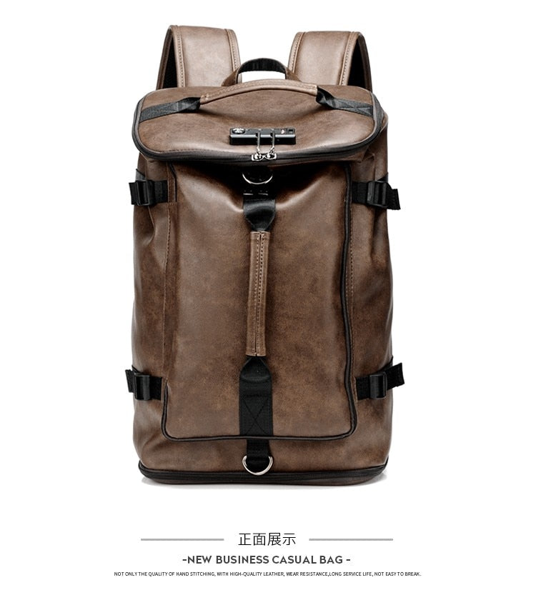 Large hiking backpack PU leather (Eco-leather)