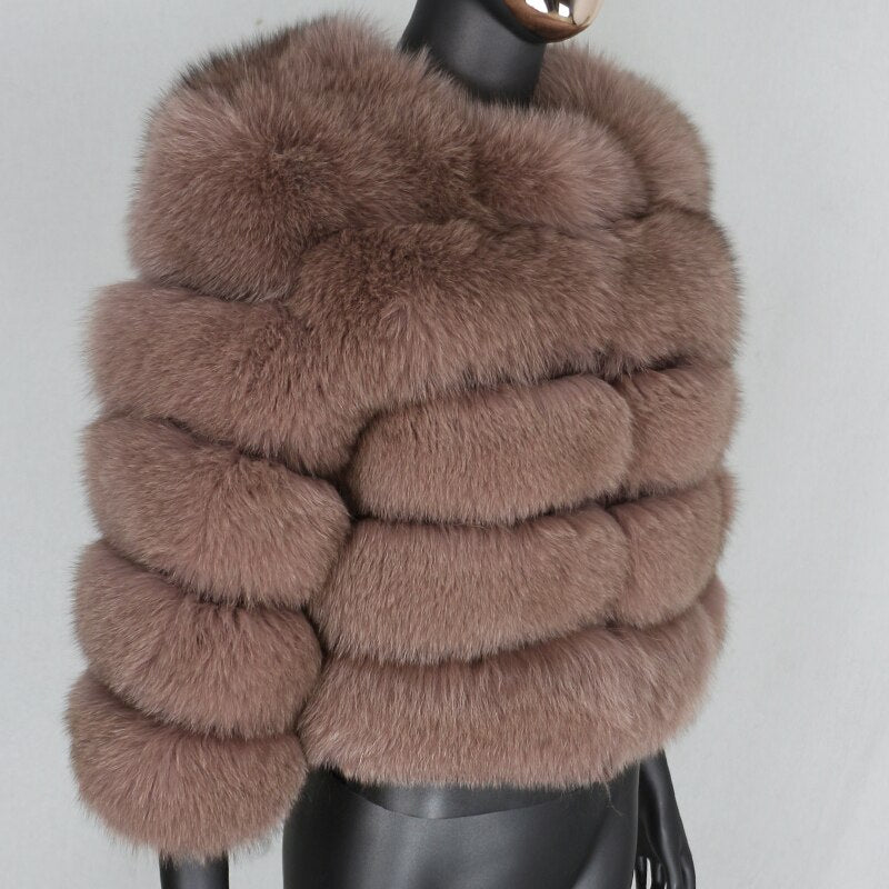 Large Natural Real Fur Fluffy Fox Fur Coat 