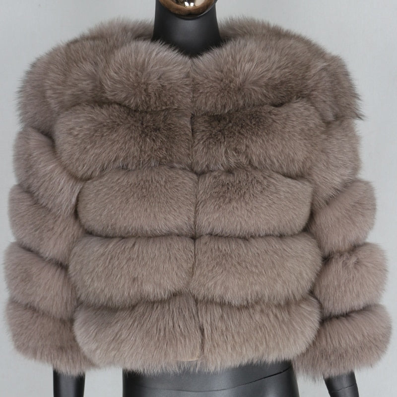 Large Natural Real Fur Fluffy Fox Fur Coat 
