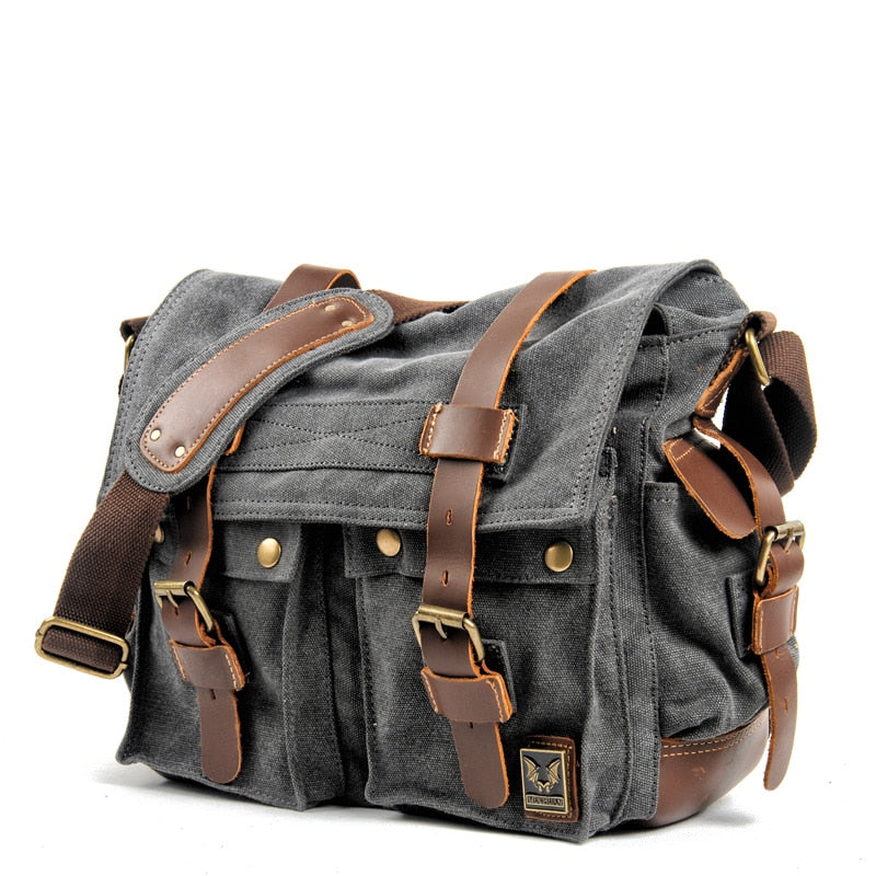 Vintage canvas leather expedition bag