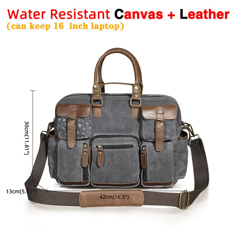 Genuine cowhide leather multi-pocket briefcase bag
