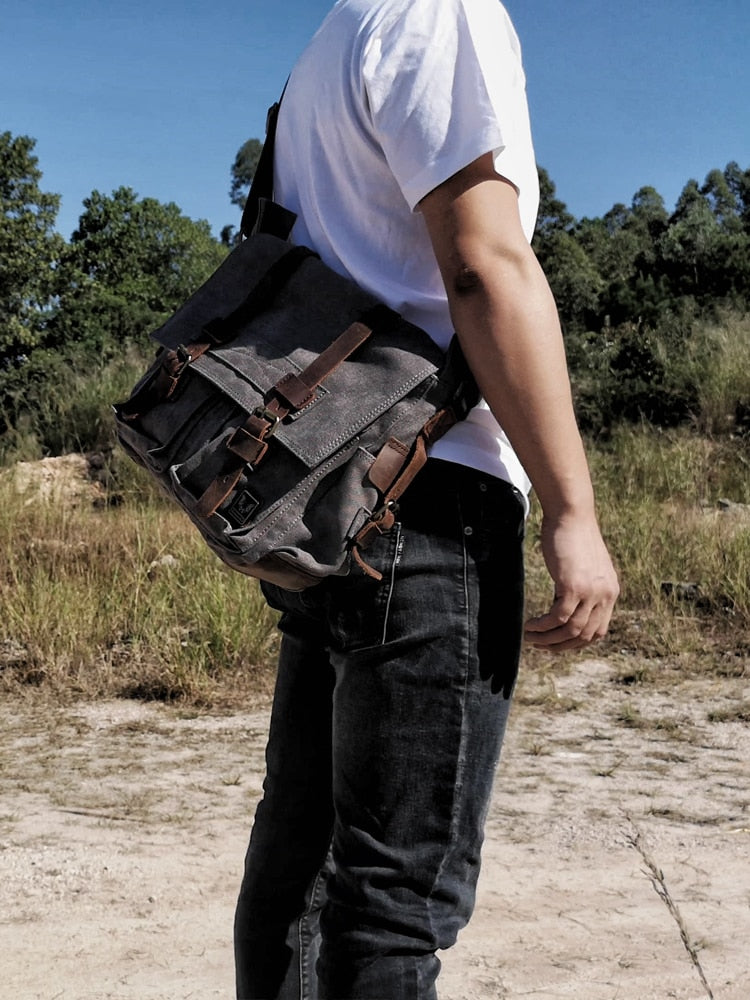 Vintage canvas leather expedition bag