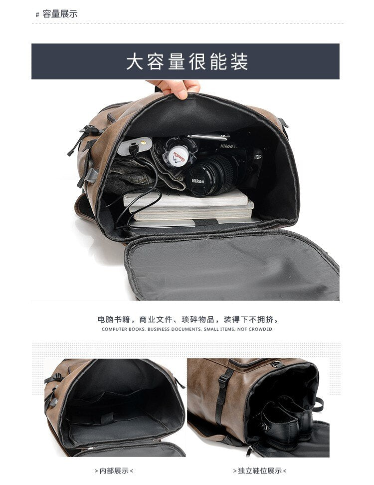 Large hiking backpack PU leather (Eco-leather)