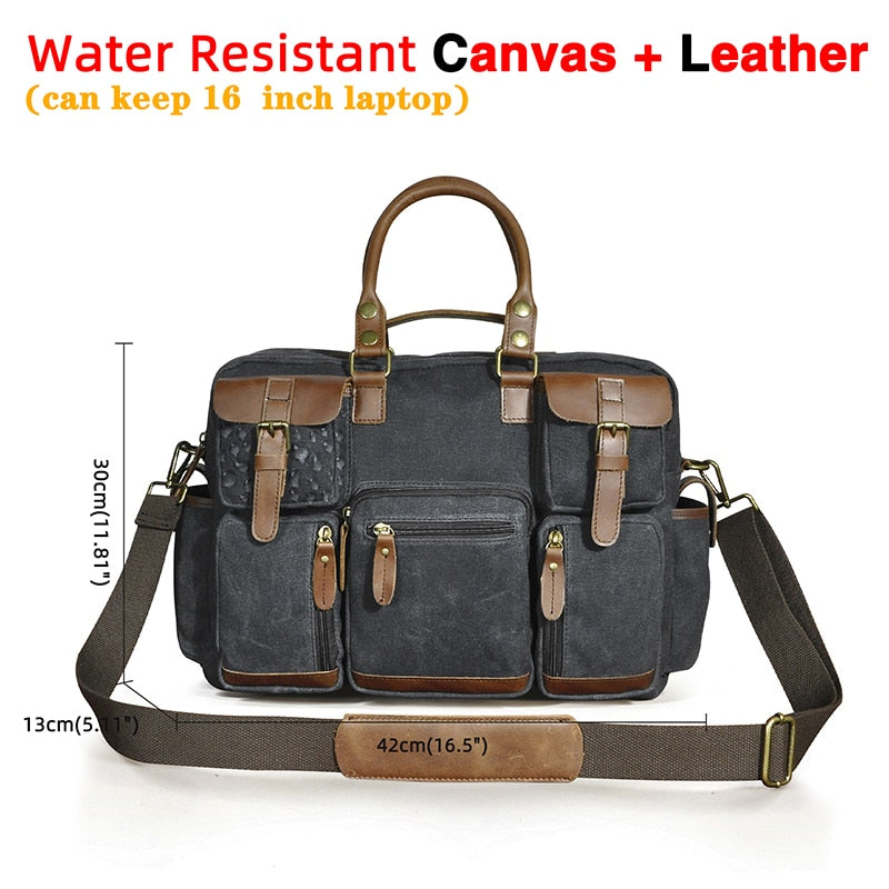 Genuine cowhide leather multi-pocket briefcase bag