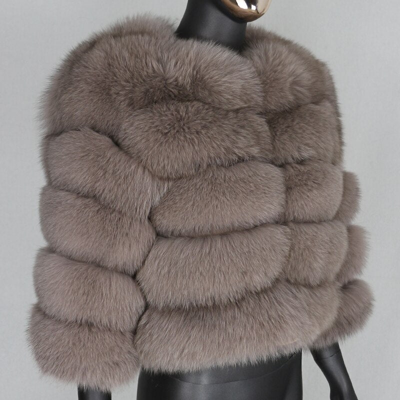 Large Natural Real Fur Fluffy Fox Fur Coat 