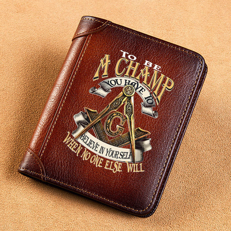 Genuine Leather Masonic Style Wallet