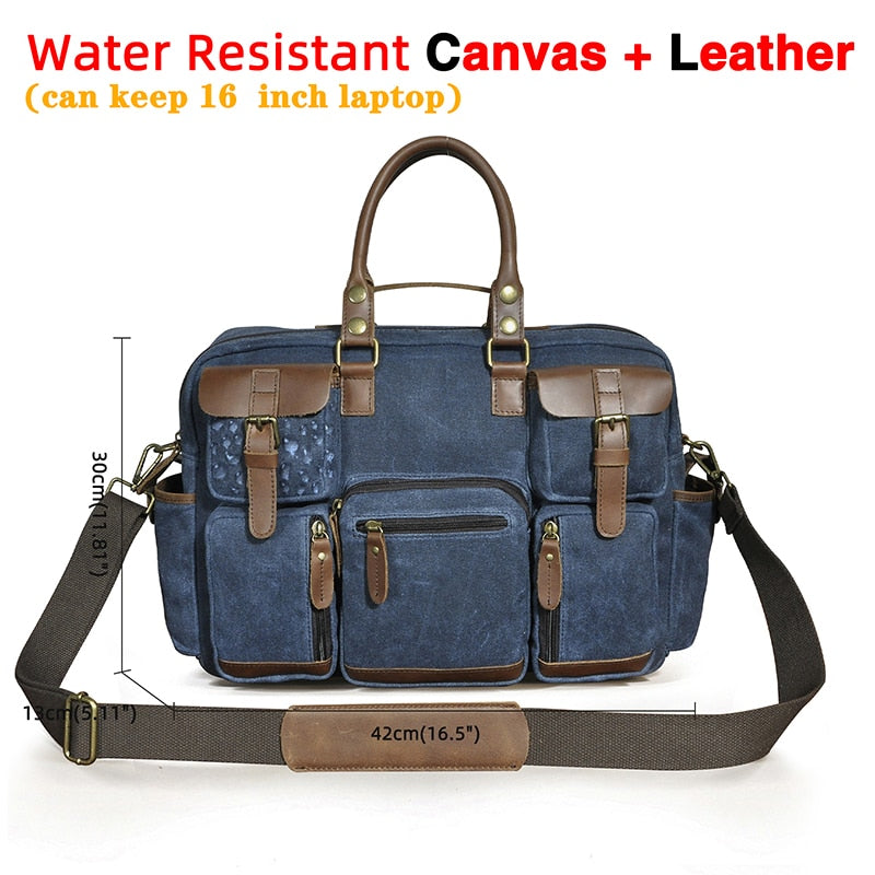 Genuine cowhide leather multi-pocket briefcase bag