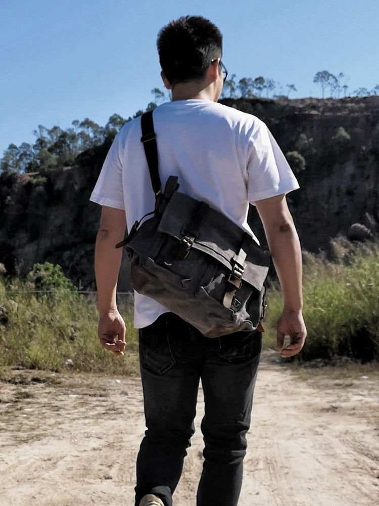 Vintage canvas leather expedition bag