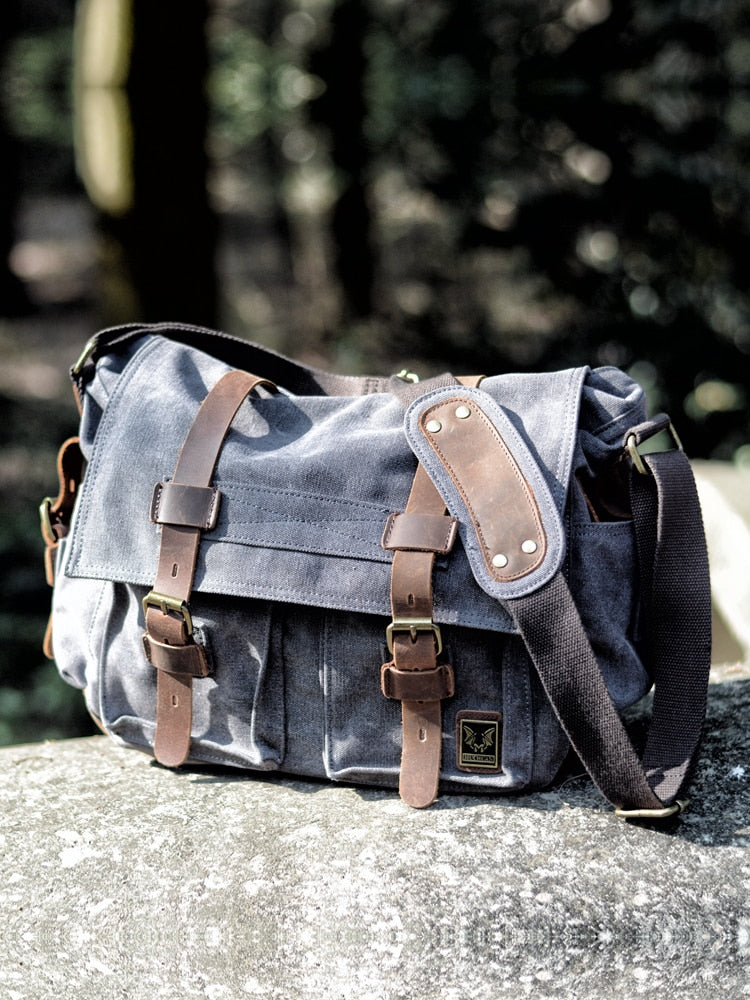 Vintage canvas leather expedition bag