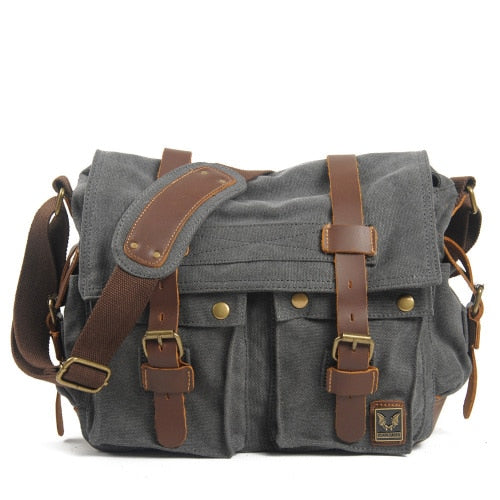 Vintage canvas leather expedition bag