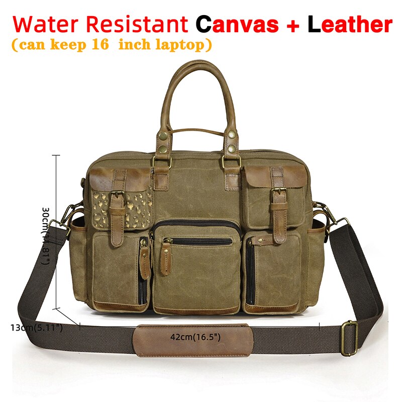 Genuine cowhide leather multi-pocket briefcase bag