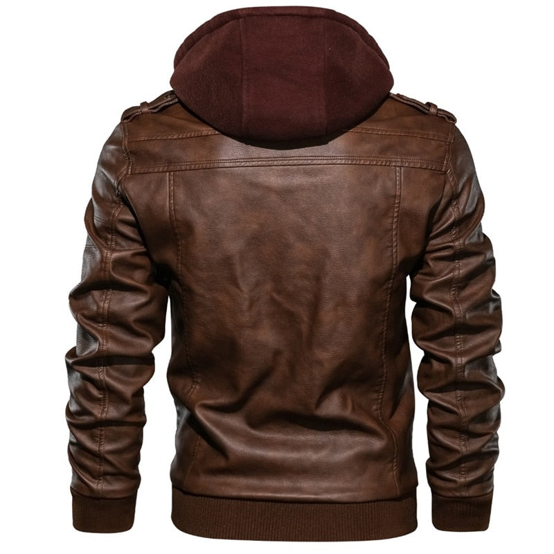 Men's winter PU (eco-leather) biker jacket