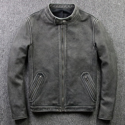 Korean style genuine leather jacket
