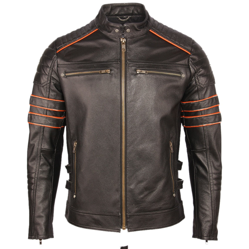 Leather skull biker jacket