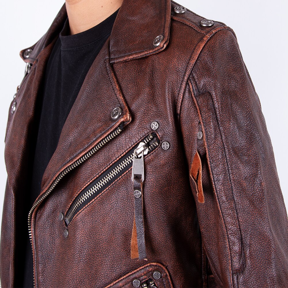 Brown genuine leather jacket