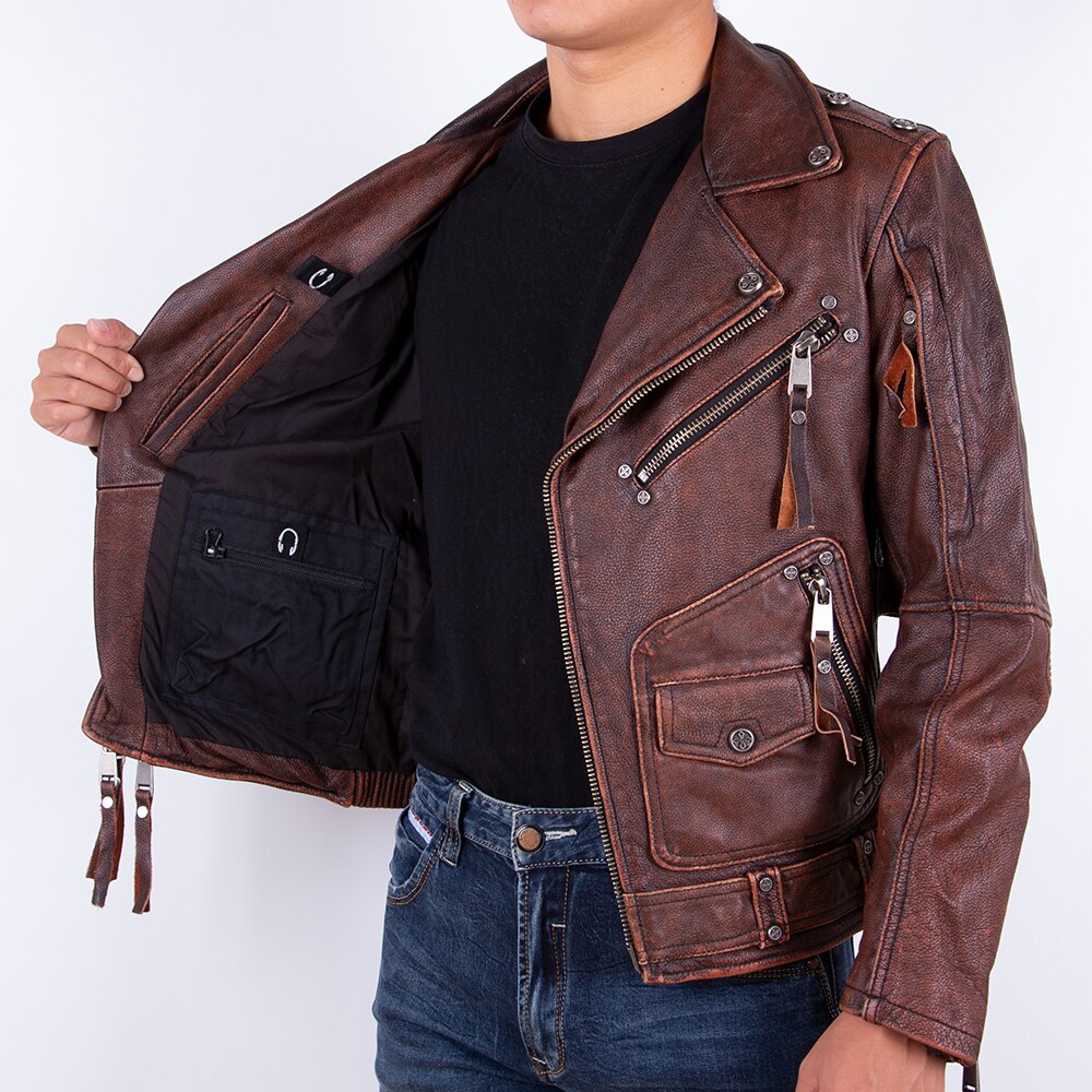 Brown genuine leather jacket