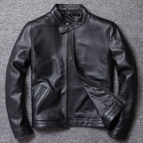 Korean style genuine leather jacket