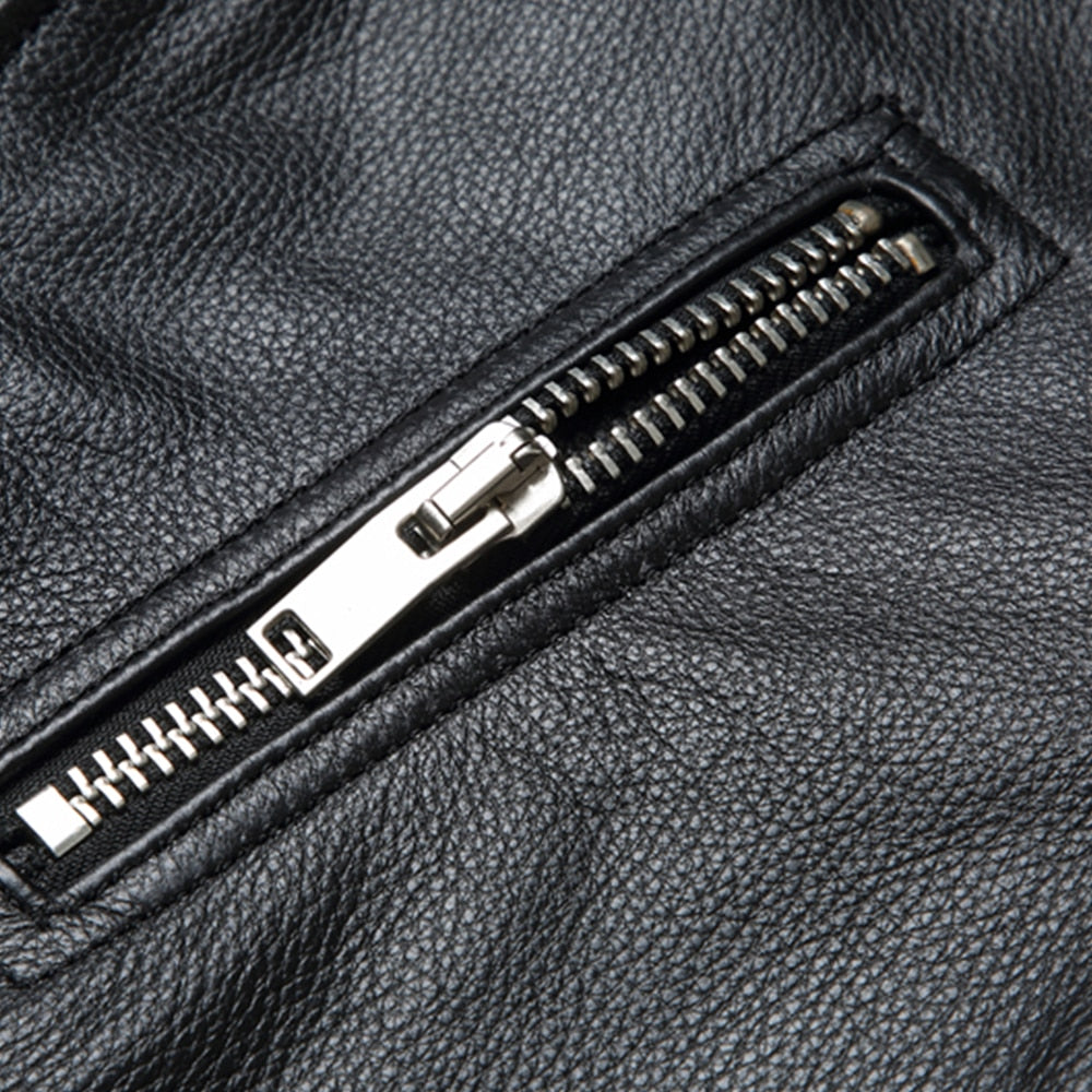 Genuine leather motorcycle jacket