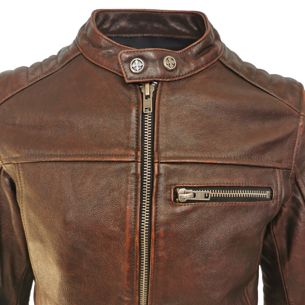 Slim fit genuine leather jacket