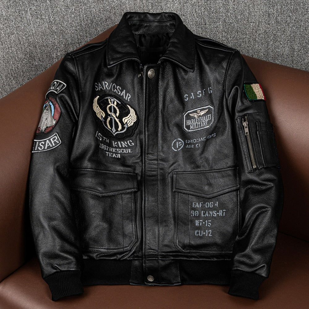 Leather jacket with prints 2022