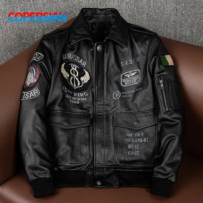 Leather jacket with prints 2022