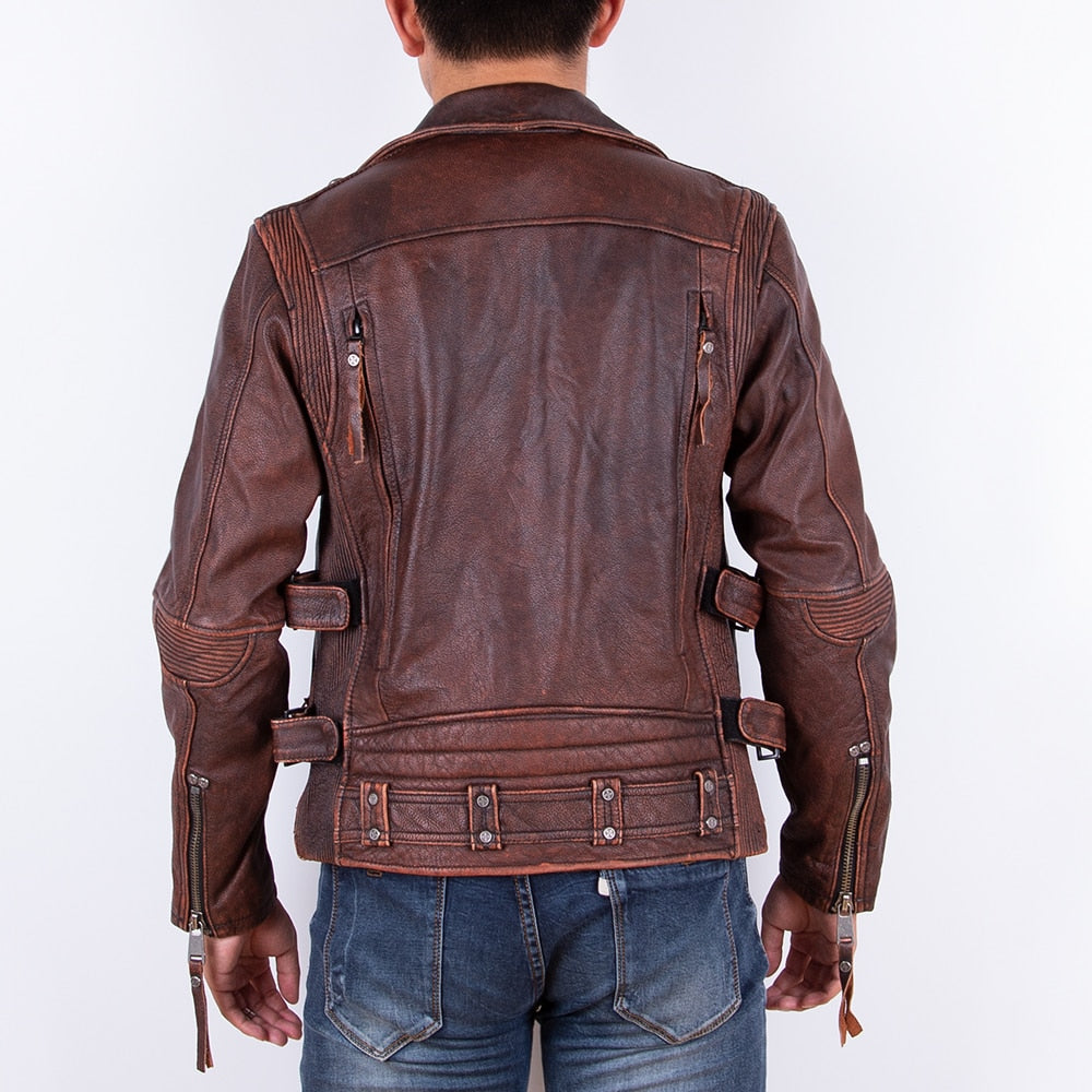 Brown genuine leather jacket