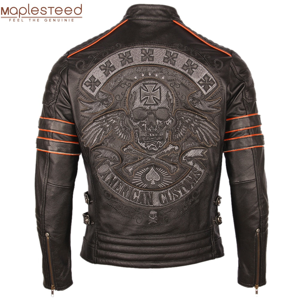 Leather skull biker jacket