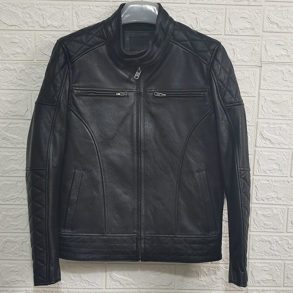 Genuine leather motorcycle jacket