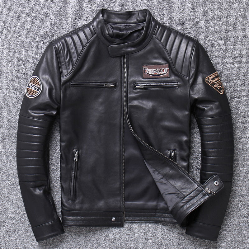 Men's leather biker jacket