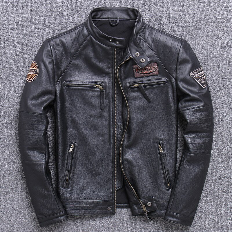 Men's leather biker jacket