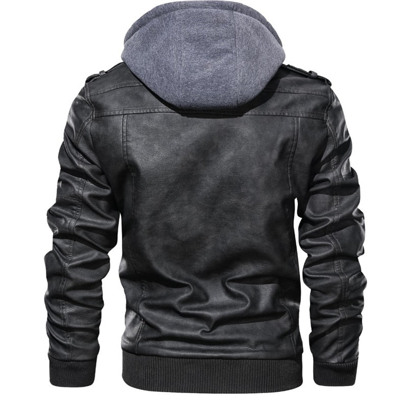 Men's winter PU (eco-leather) biker jacket